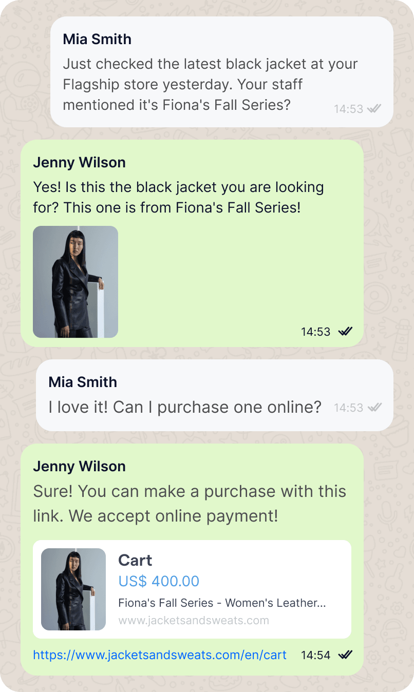 Product sharing via chat conversation